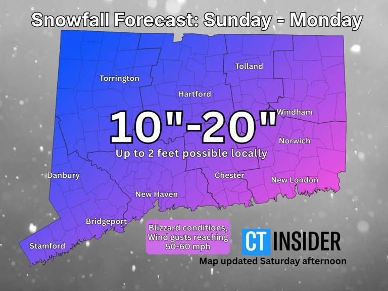 Tracking blizzard conditions and heavy snow for Connecticut from major ...