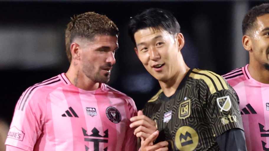 Rodrigo De Paul (left) and Son Heung-min battled throughout the opening match of the 2026 MLS season. | Luiza Moraes/MLS/Getty Images
