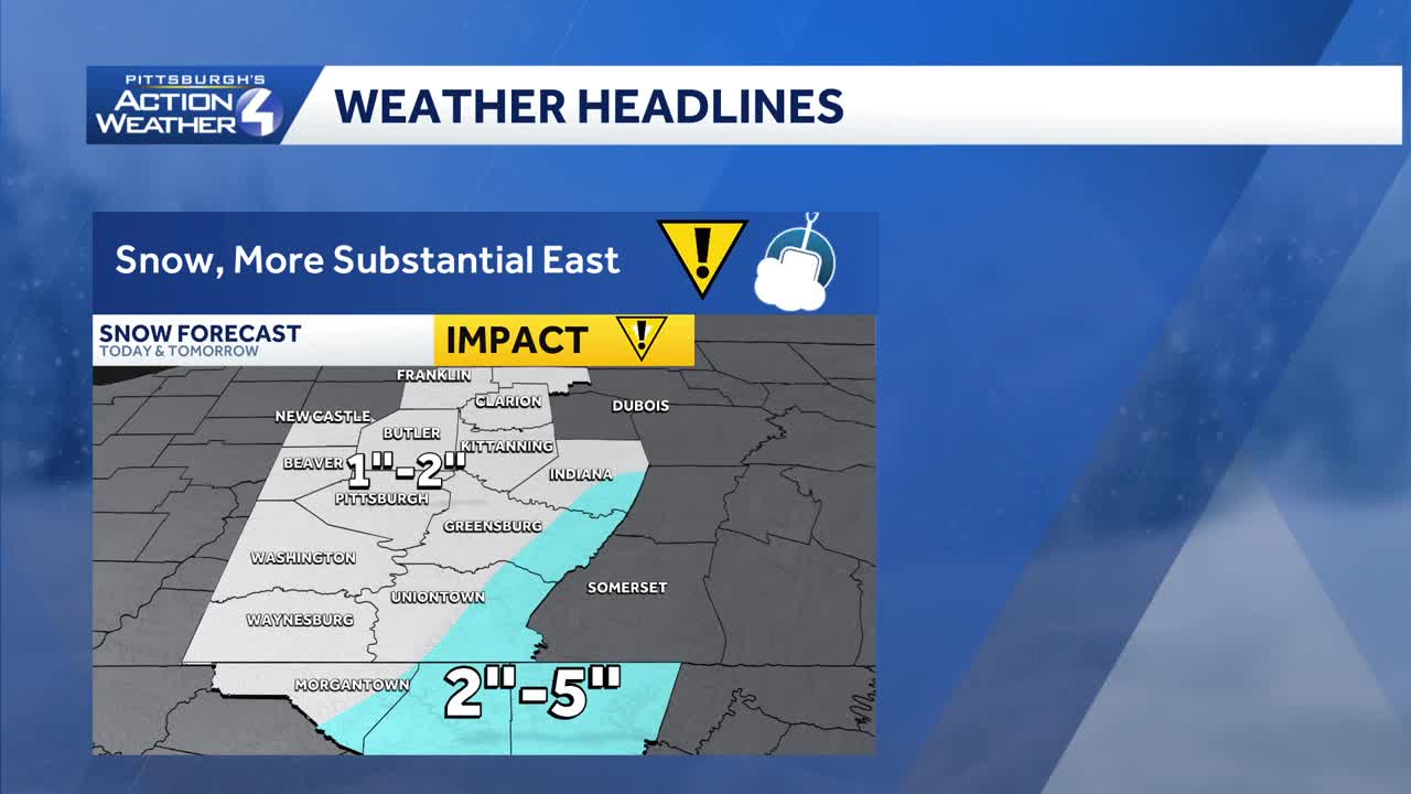 Impact Day: Light snow for Pittsburgh, winter weather alerts east ...