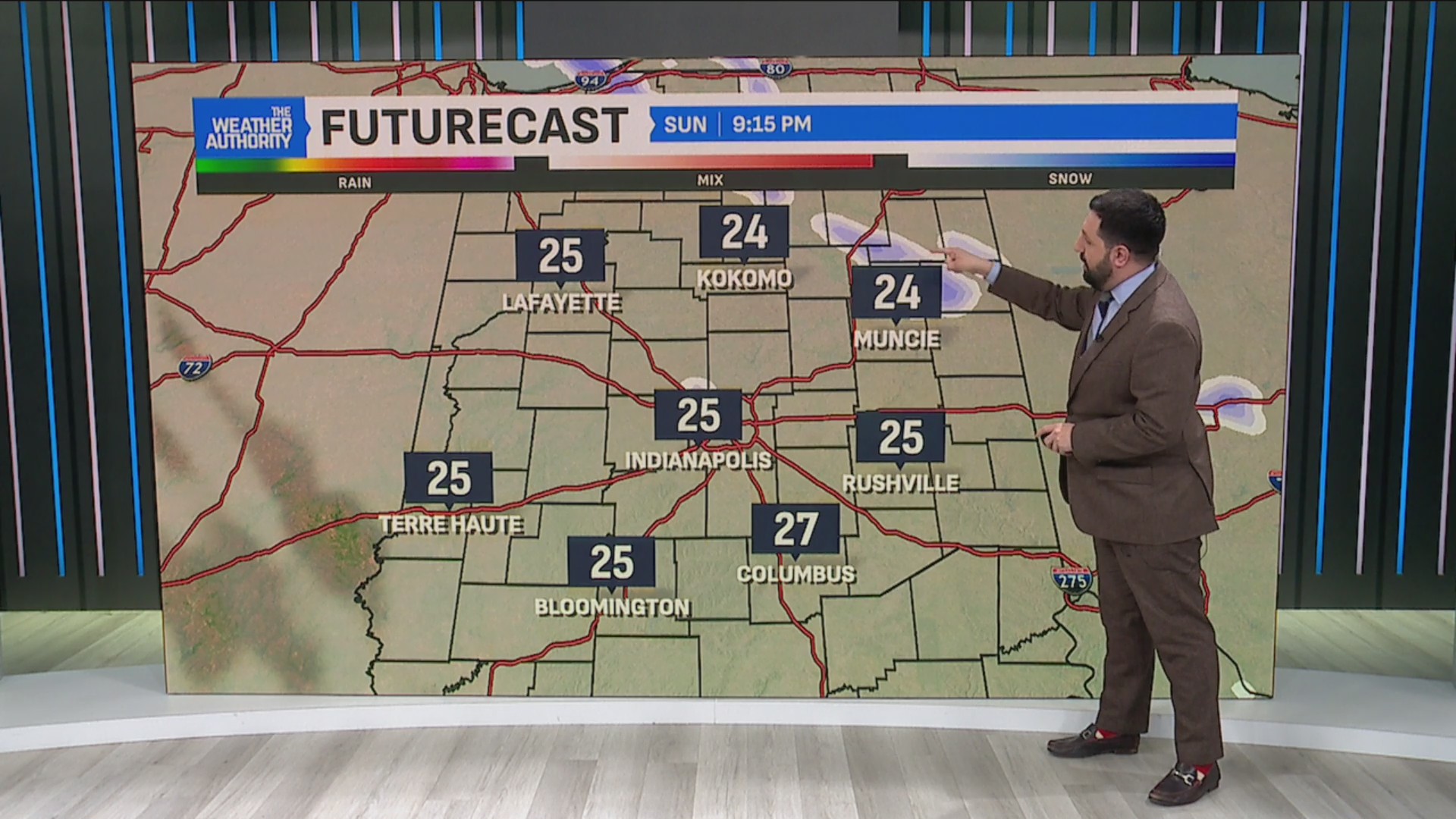 Cold with snow showers throughout central Indiana