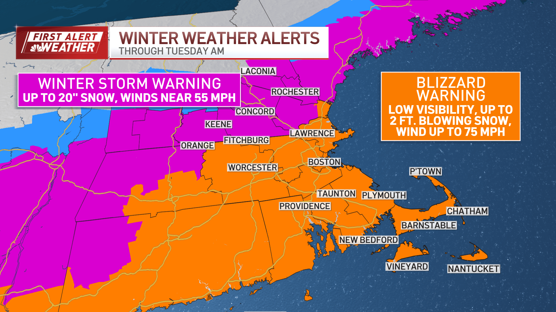 First alert: Nor'easter threatens Boston with blizzard, heavy snow ...