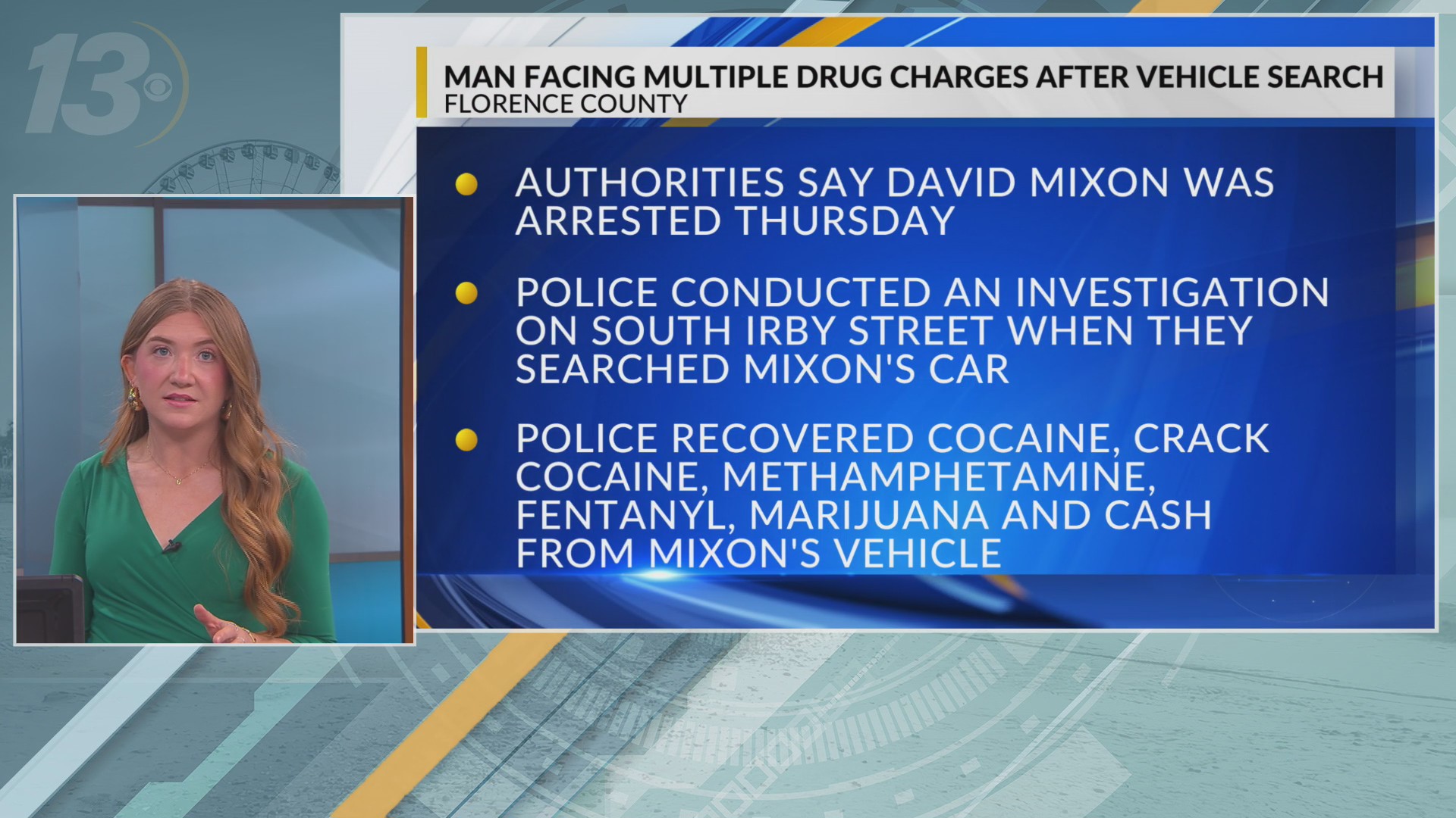 Man facing multiple drug charges after Florence vehicle search