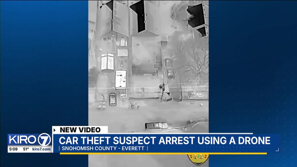 Video: Everett police use drone to catch car theft suspect