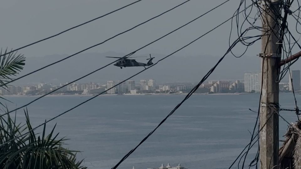 Mexican military helicopters fly over Puerto Vallarta<br><br>