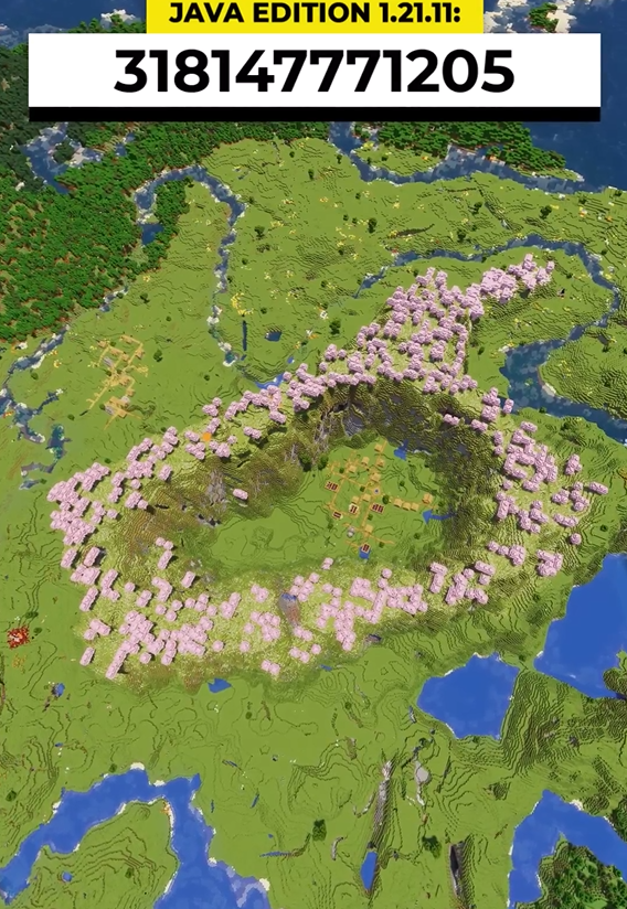 Minecraft cherry grove ring seed with a village!