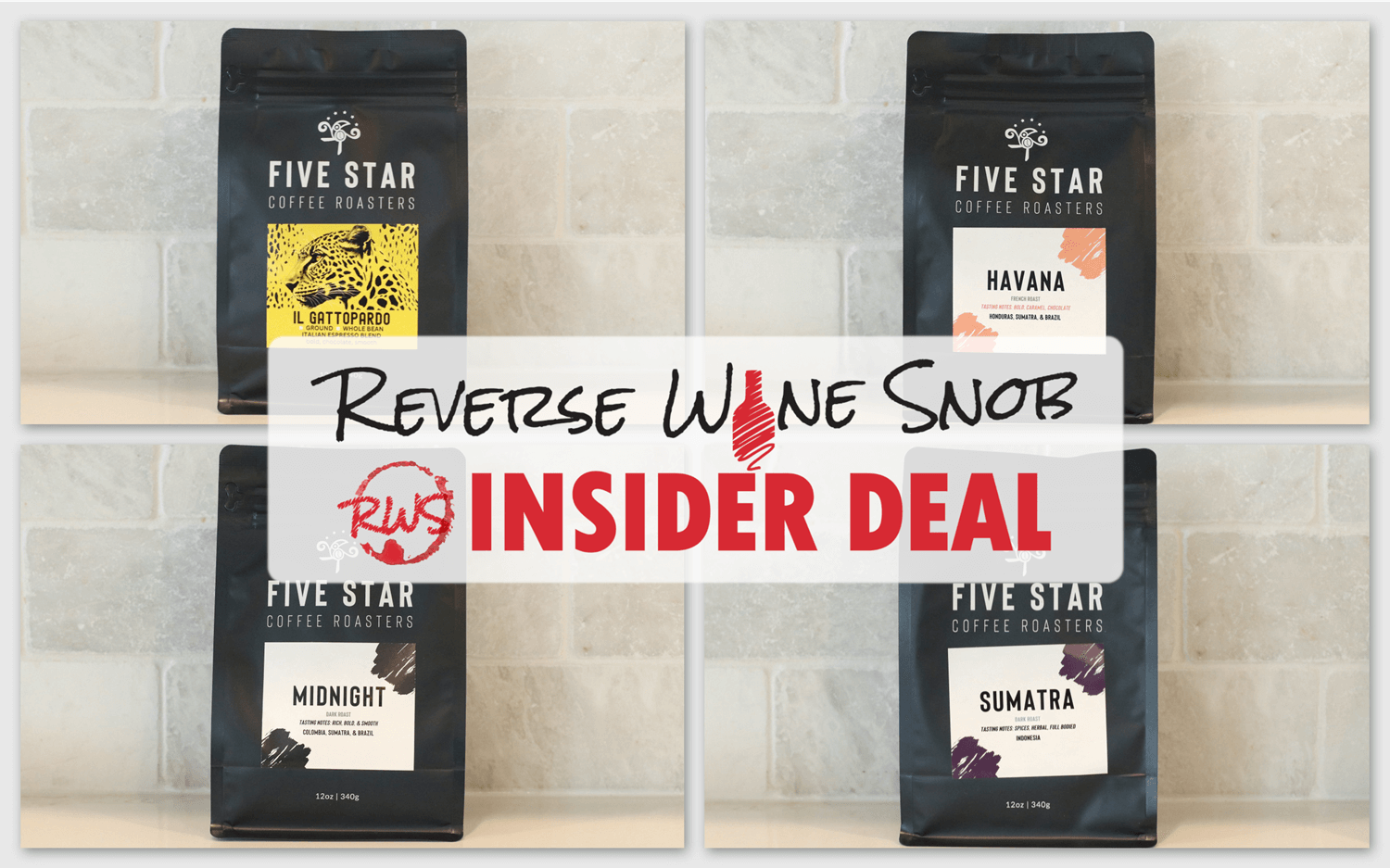 Insider deal! Five Star Coffee Roasters dark roast whole bean variety pack