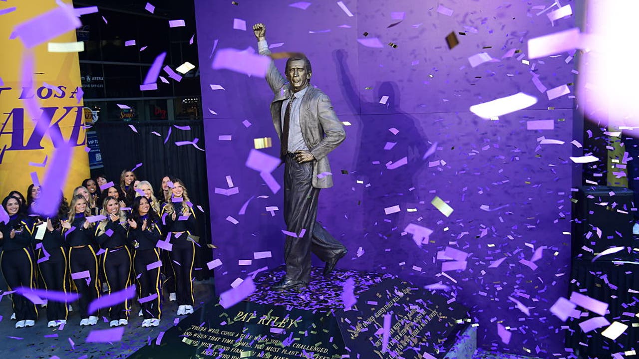 Lakers honor Pat Riley with bronze statue outside arena in heartwarming ...