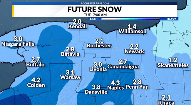 Weather forecast: Light snow gradually accumulates through Tuesday morning