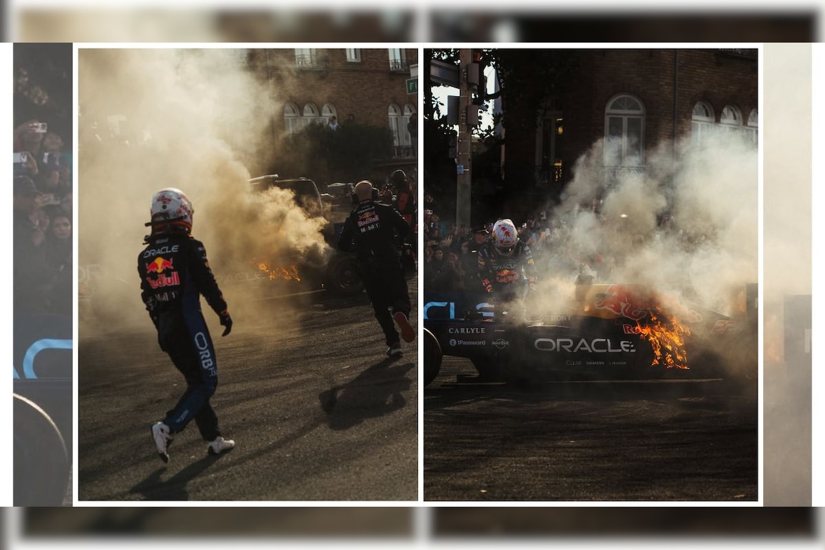 Watch: Yuki Tsunoda's Red Bull F1 car catches fire during San Francisco ...