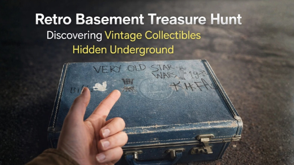 Retro basement treasure hunt discovering vintage collectibles hidden ...