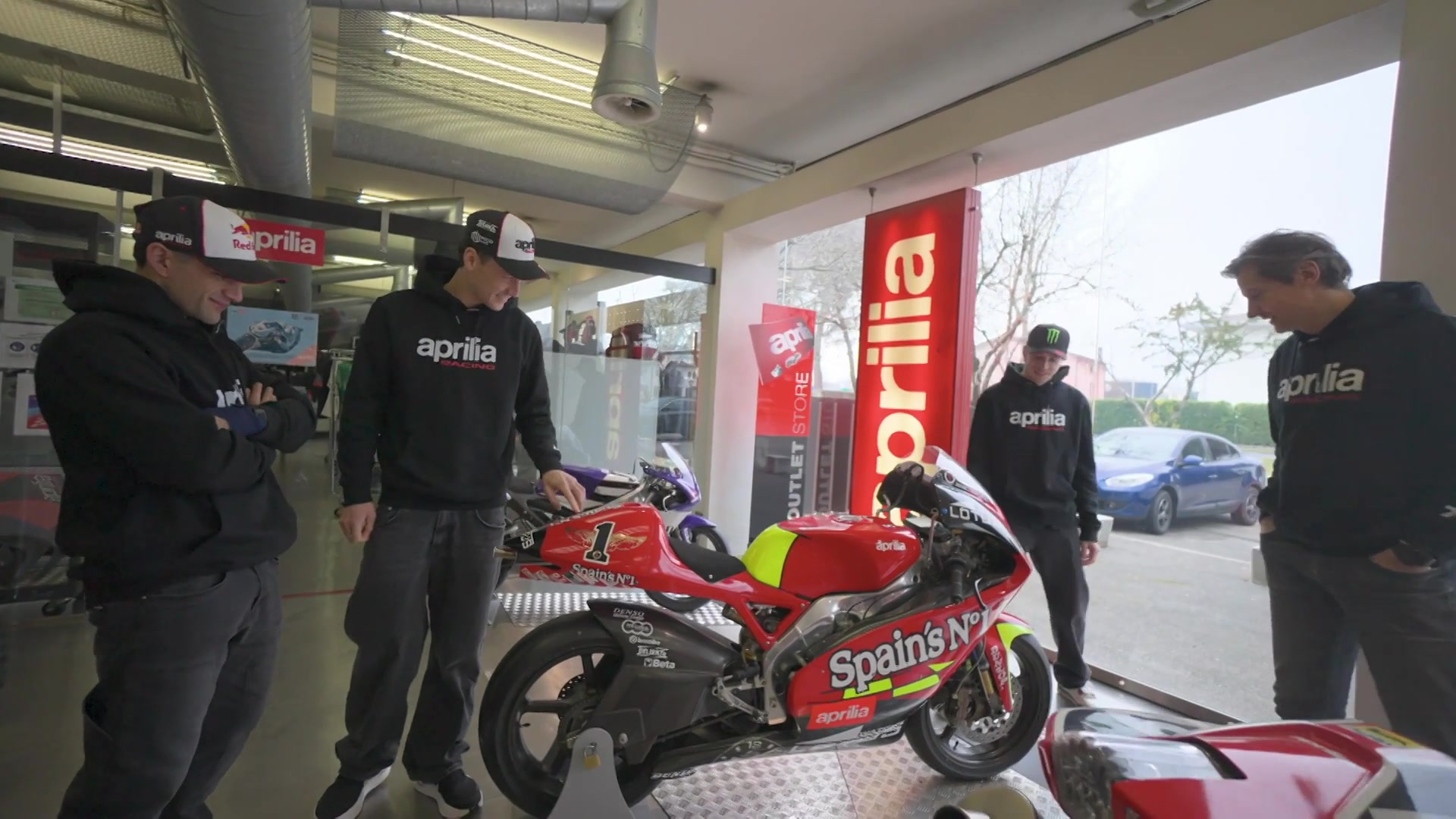 Aprilia Racing riders Noale tour
