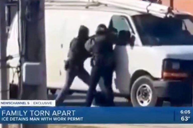 ICE agents smash truck windows and detain man in front of newborn ...