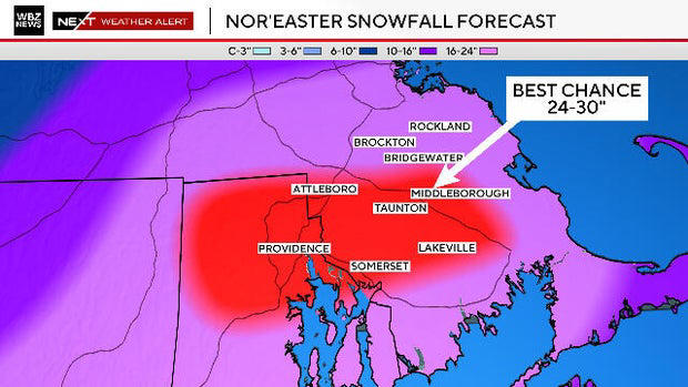 Blizzard warning for Boston. Weather forecast maps show where 2 feet of ...