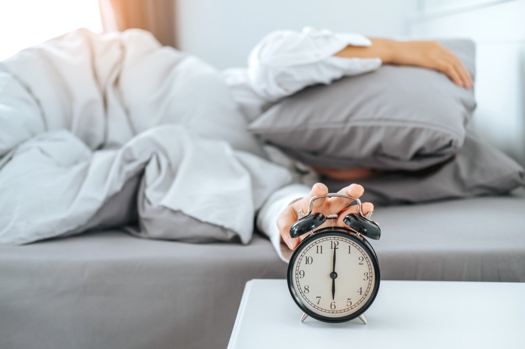 Woman overslept stock image