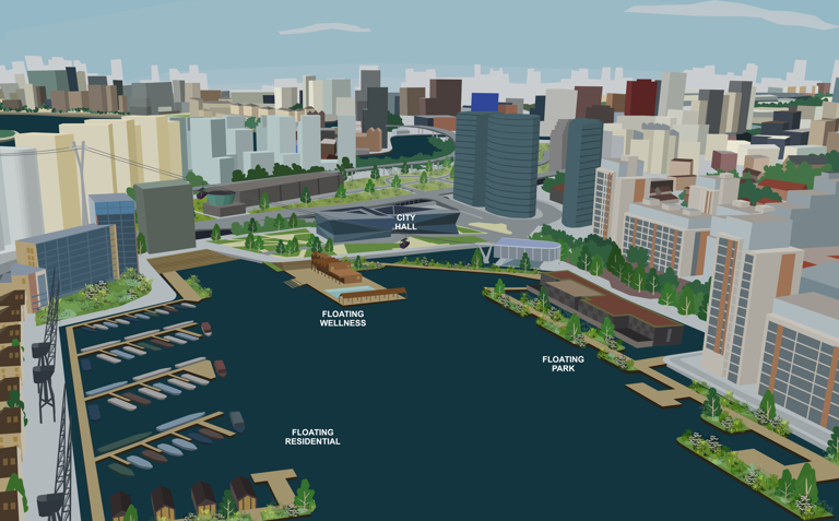 Floating water park with lido and sauna planned for Royal Docks