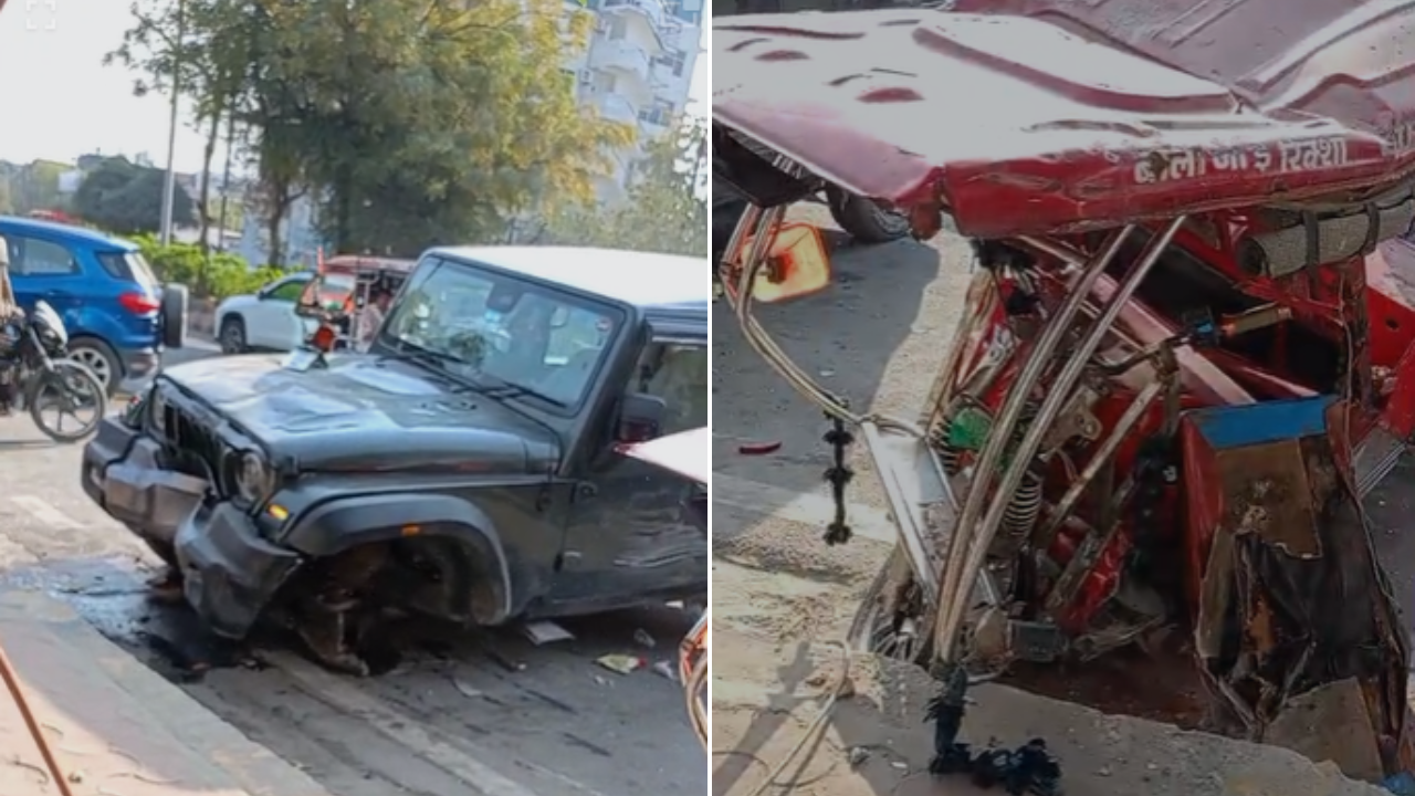 Noida shocking crash: Speeding Thar smashes e-rickshaw; three severely ...