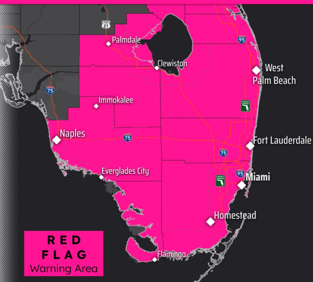 Red flag warning in effect for South Florida: NWS
