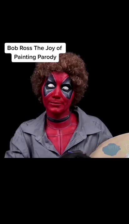 Deadpool meets Bob Ross in a hilarious body paint parody