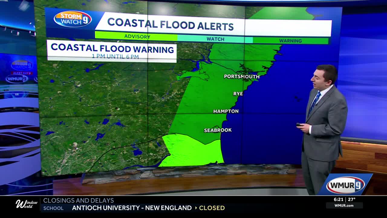 Coastal flood warning for New Hampshire Monday afternoon
