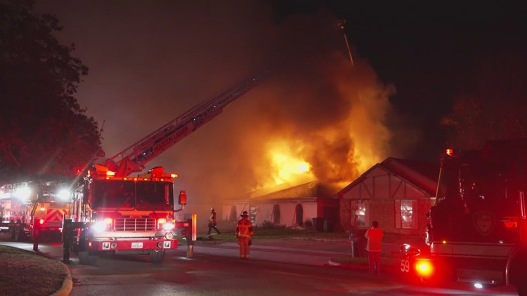 Duplex fire forces families from home after roof collapses, HFD says