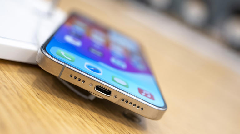 Close-up shot of an iPhone showing the bottom section