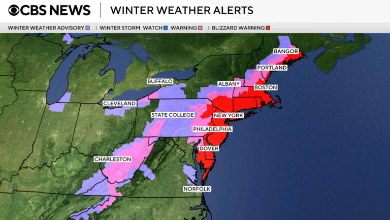 Maps show snow totals, blizzard warnings for major winter storm