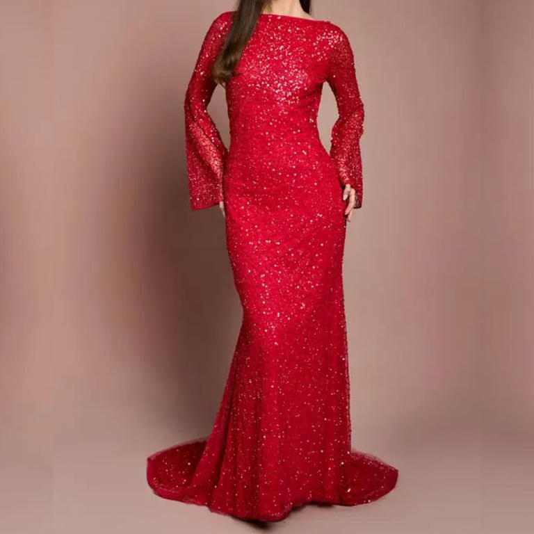 h and m red sequin dress Hannah Waddingham lights up the BAFTAs and oozes old school Hollywood  glamour in a red sequin gown