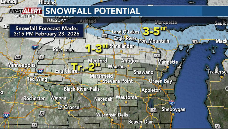 First Alert: More snow on Tuesday