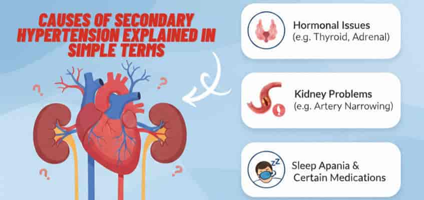 Causes of secondary hypertension explained in simple terms