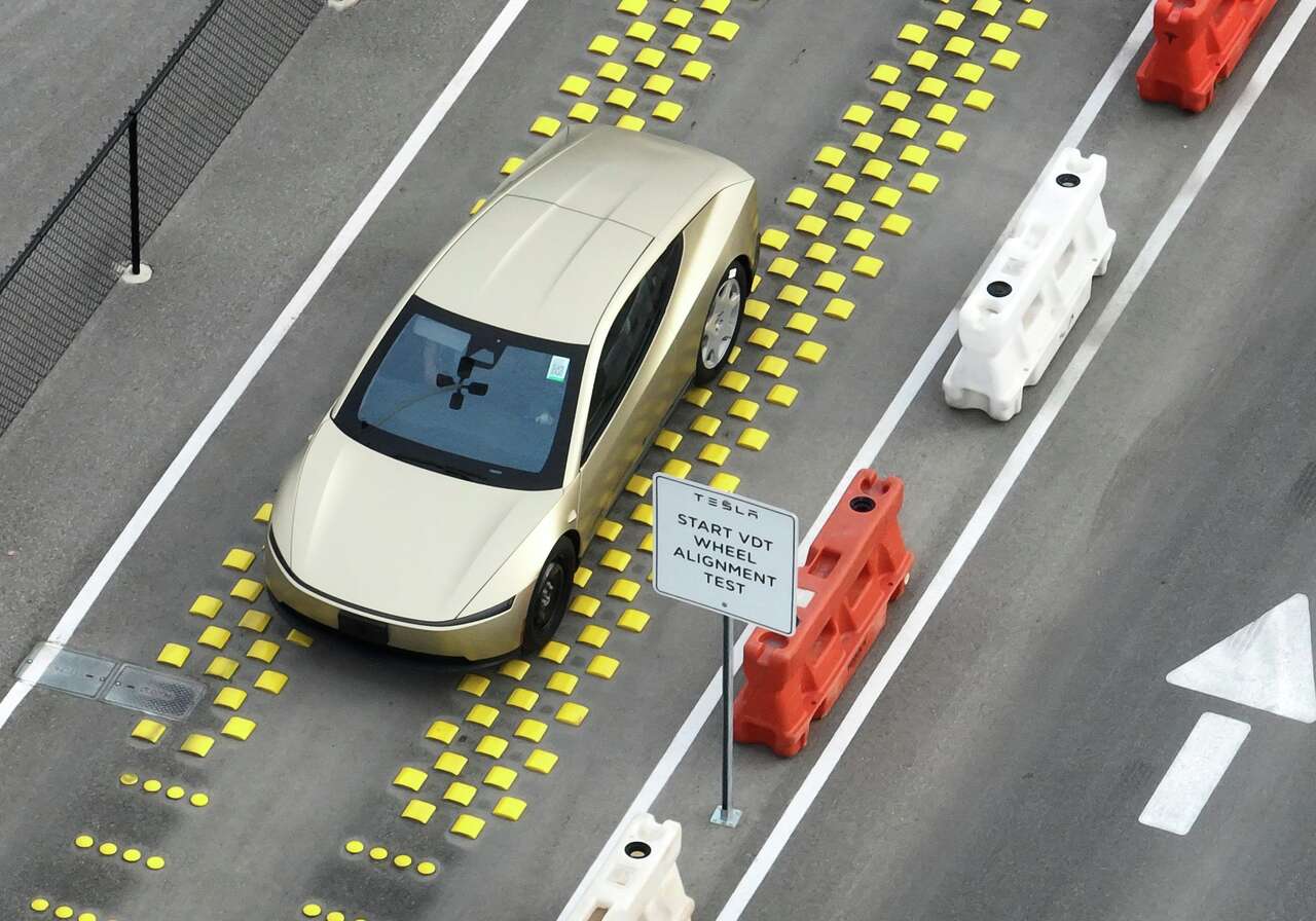 Cybercab spotted on the test track at Gigafactory Texas as Tesla moves ...