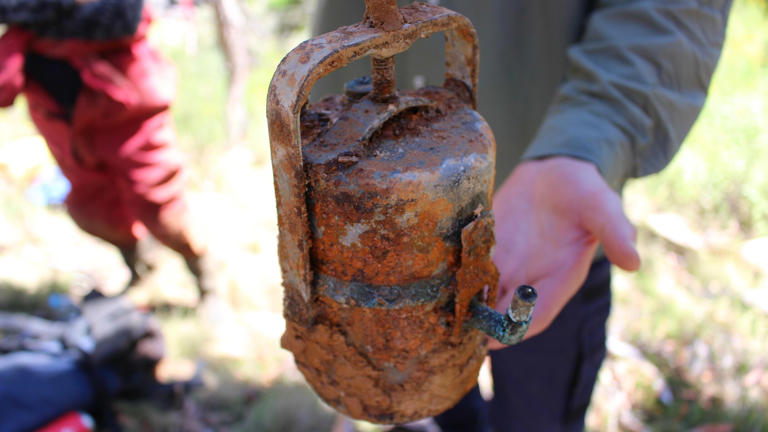 Brien O'Brien's carbide lamp has been retrieved from a cave at Yarrangobilly. (ABC South East NSW: Adriane Reardon)