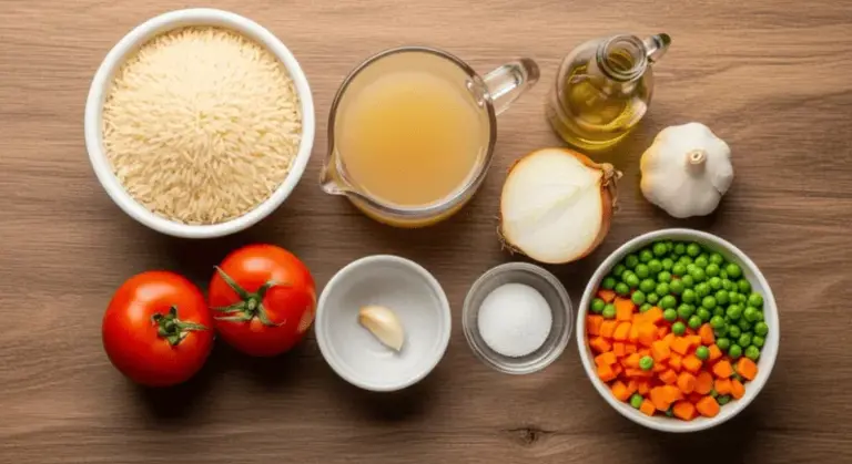 Ingredientes del arroz rojo. Foto: Google IA