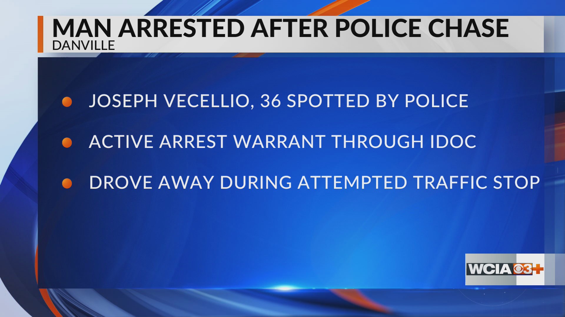 Man arrested after police chase through Danville