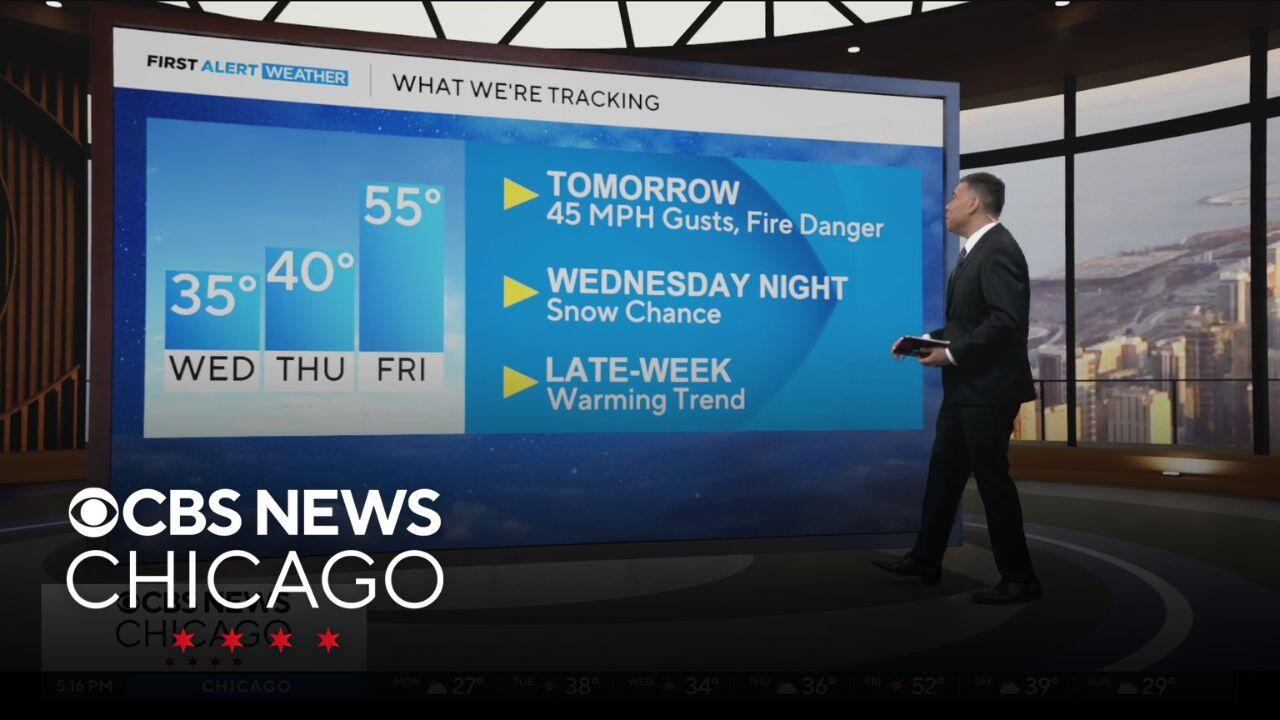 Chicago weather: Gusty winds on Tuesday, snow chance Wednesday