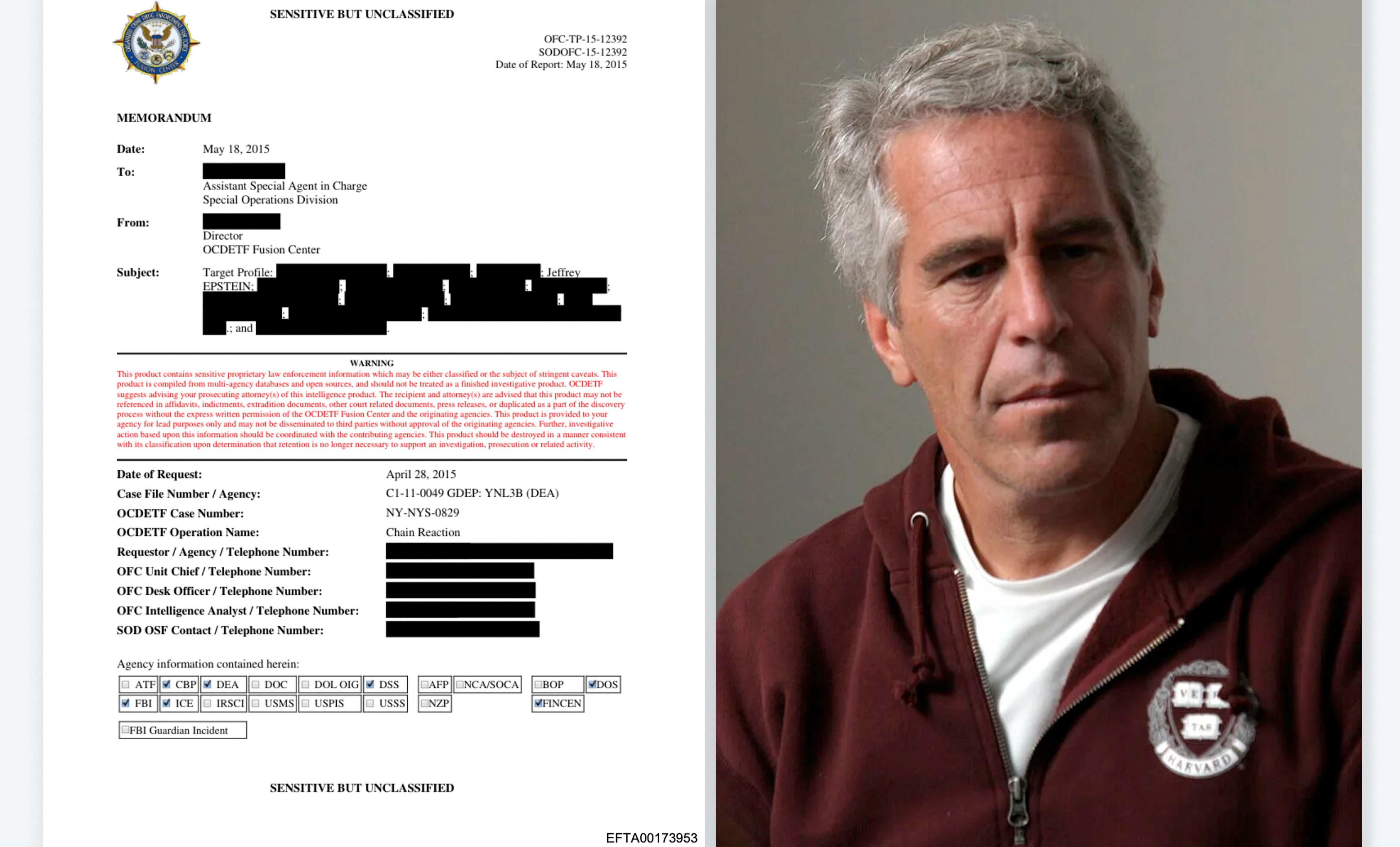 Epstein was the subject of a DEA probe that spanned years, document shows