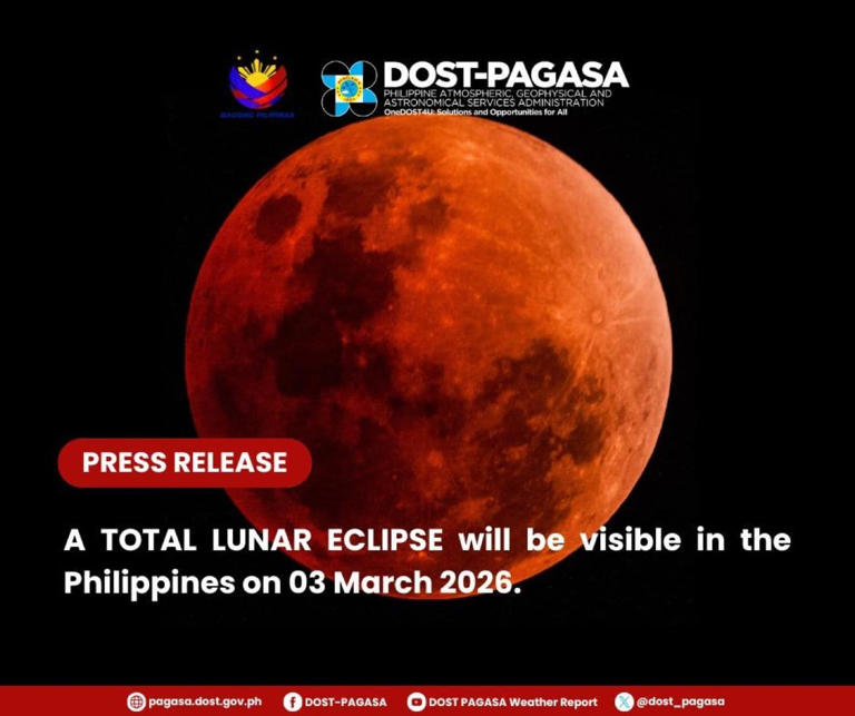 Total lunar eclipse visible in PH on March 3