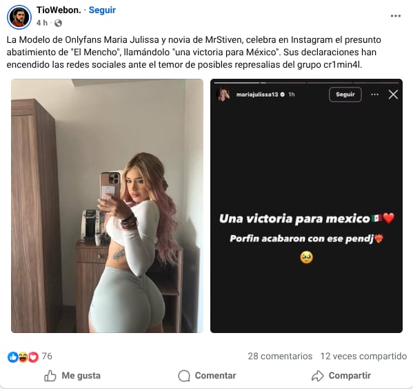 Influencer sonorense María Julissa niega vínculo con “El Mencho” y denuncia publicaciones falsas