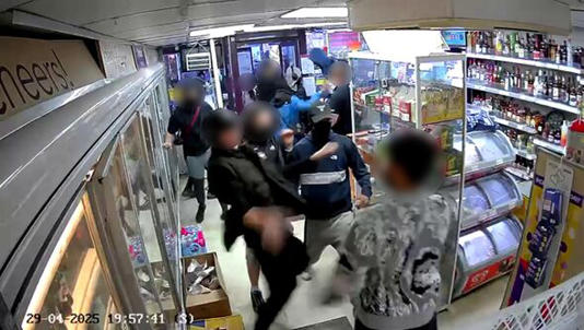 CCTV shows 15-strong teen gang batter shopkeeper to steal vapes