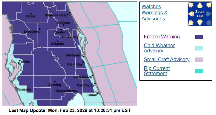 Florida freeze warning map shows cities facing plunging temperatures