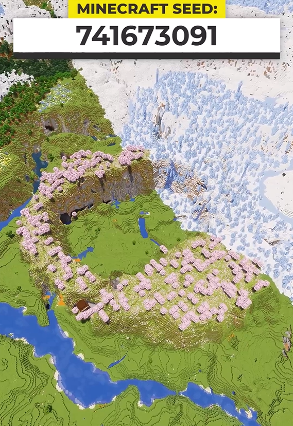 Minecraft ice spikes & cherry grove circle seed: Stunning biomes combined