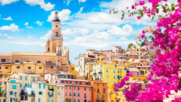 Colorful,Skyline,Of,Menton,Old,Town,,France,,Retro,Toned