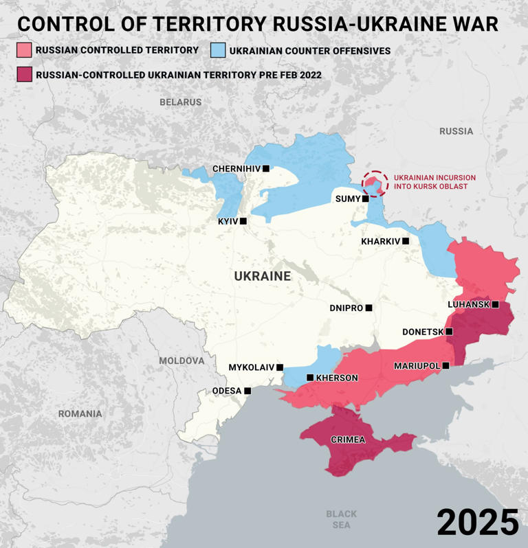 Map shows how much territory Russia has gained and lost in Ukraine war