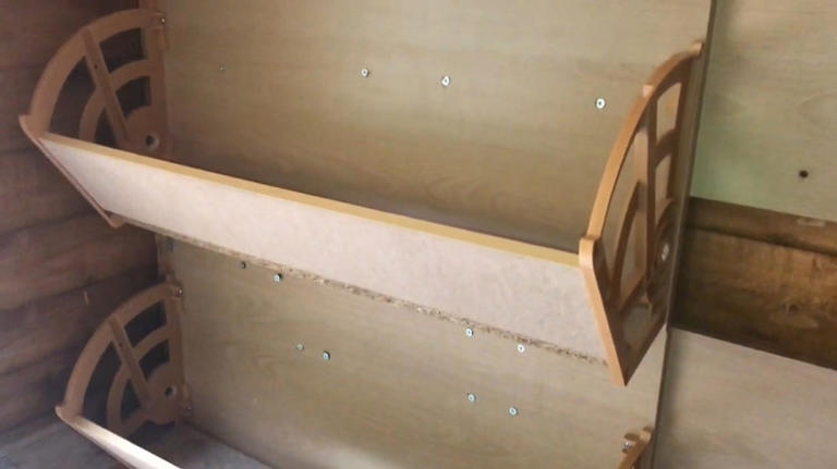 Turn an old shoe rack into useful outdoor shed storage