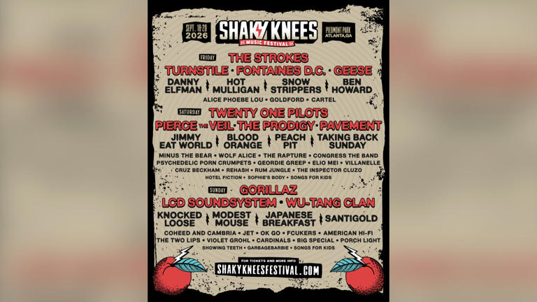 Twenty One Pilots, The Strokes, Gorillaz and more: Shaky Knees 2026 ...