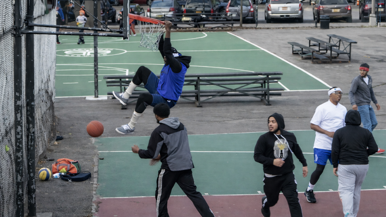 Pro basketball players disguised as nerds<br><br>