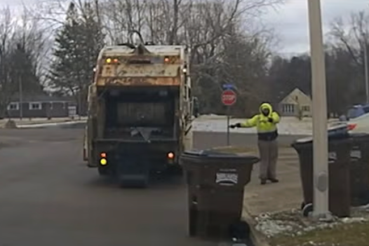 Garbage man leaps back in fear as he makes shocking discovery