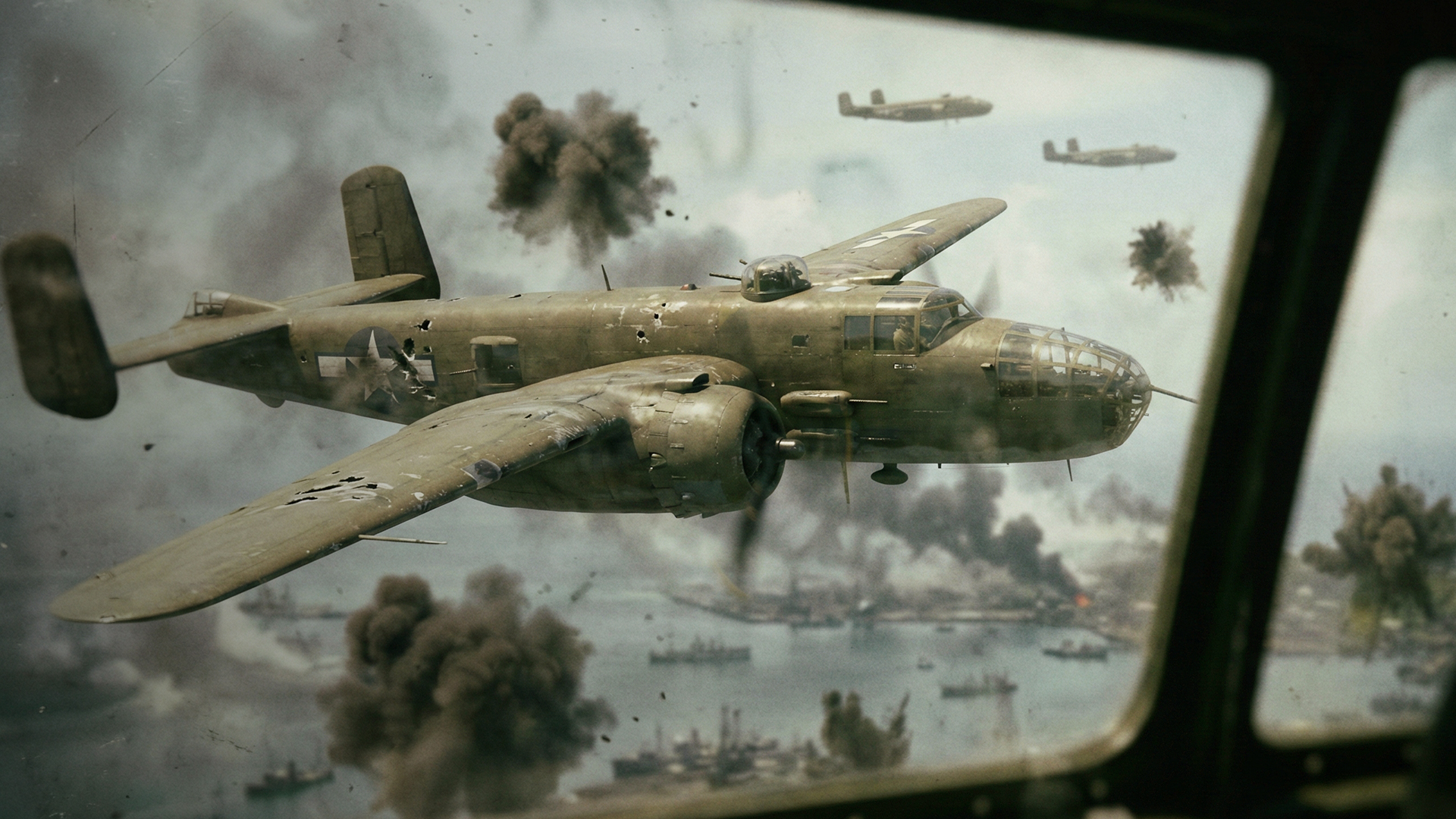How did a damaged B-25 save five crews in WW II?