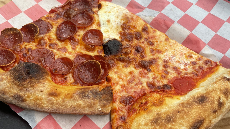 New York pizza slices on paper
