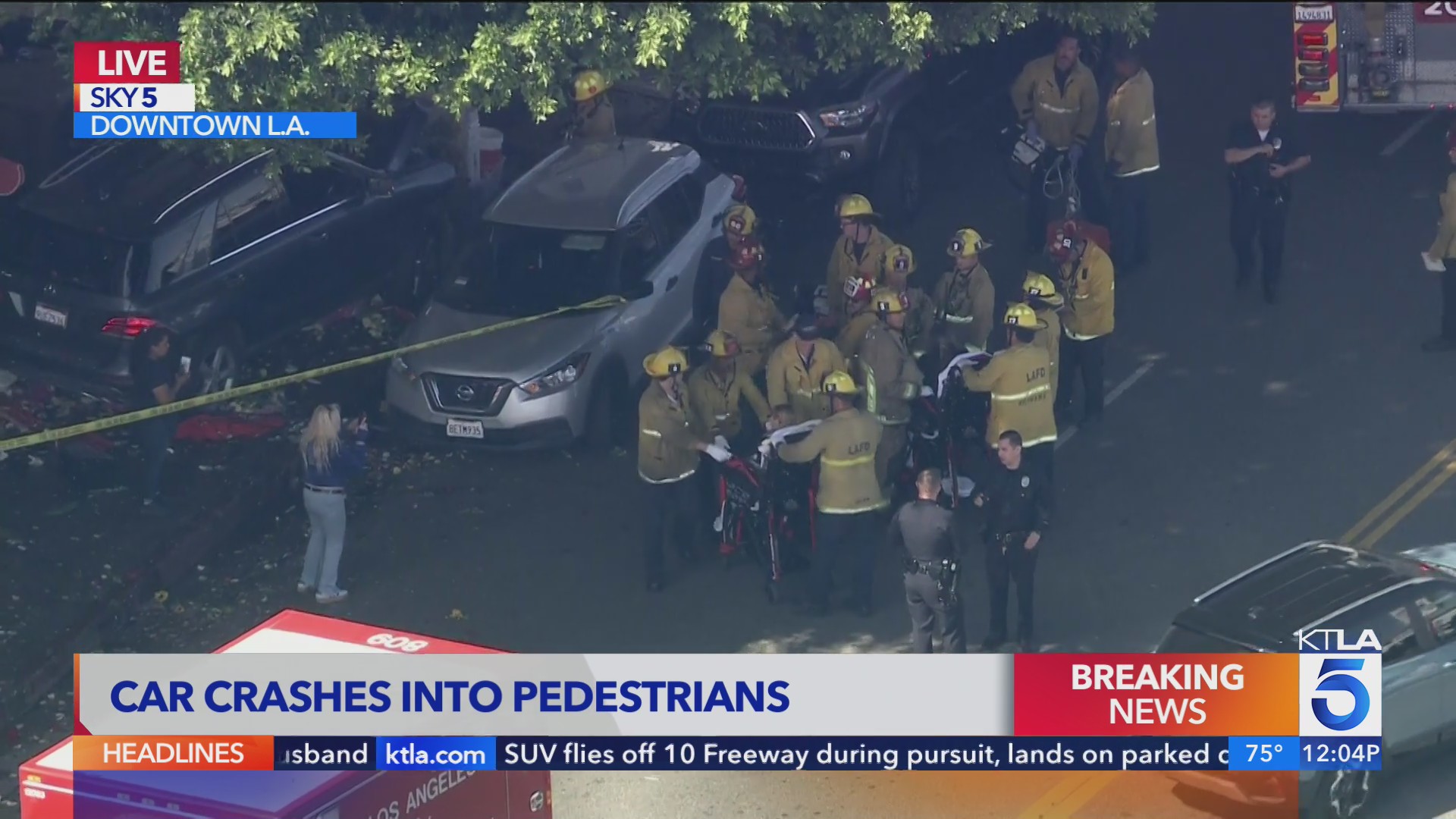 4 injured after car crashes into pedestrians in downtown LA