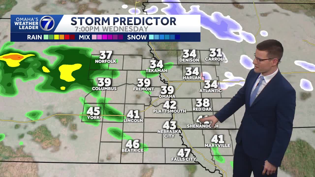 Milder Tuesday afternoon, rain, snow chance Wednesday for Omaha area